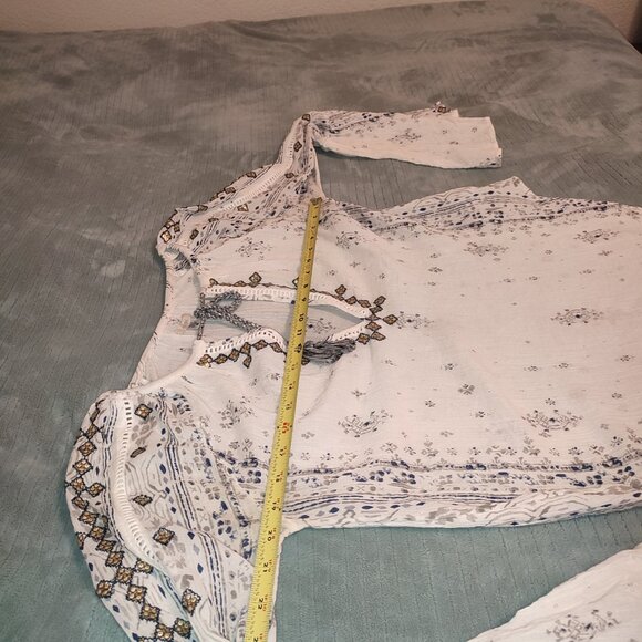 Exquisite Gold Sequin Embroidery Blouse Bell Sleeves Ethnic India Summer Wear - Picture 11 of 12